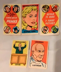 5 Topps 1966 Comic Book Foldees #23 25 35 Supergirl Lex Luthor Perry White Cards - Picture 1 of 2
