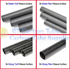 3K Carbon Fiber Tube OD 5mm 6mm 7mm 8mm 9mm 10mm x L500MM Roll Wrapped - Picture 1 of 10