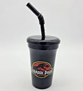Tazza originale Jurassic Park 1992 con coperchio e cannuccia nera Betras plastica USA - Foto 1 di 14