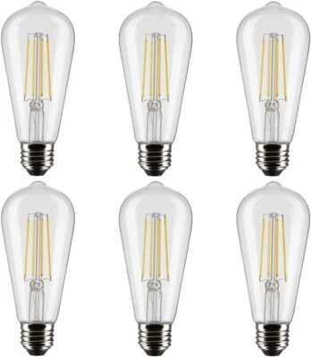 Satco S21363 - 8 Watt ST19 LED Clear LIght bulb - 90 CRI - 2700K (6 Pack) - Image 1 of 4