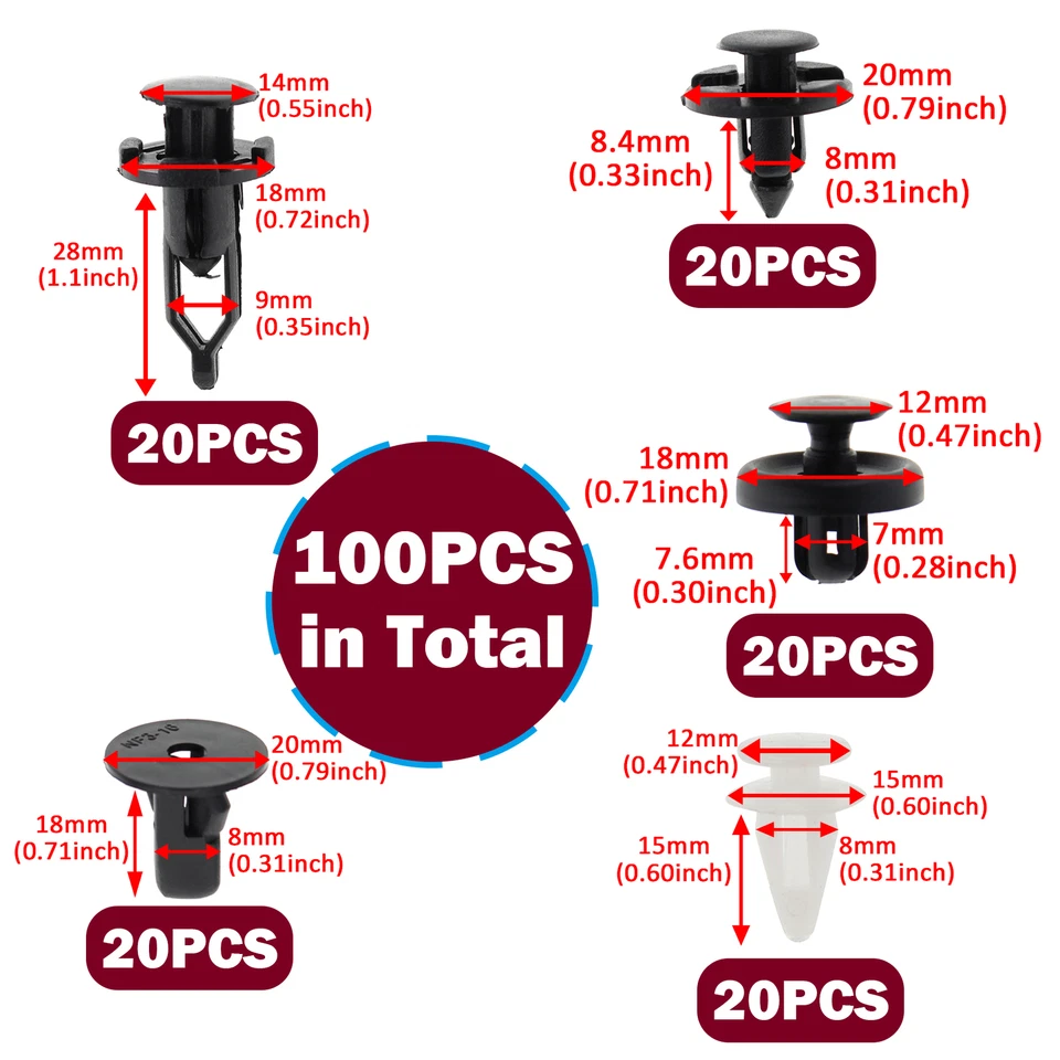 100 piezas 52161-02020 para Toyota/Lexus remaches de empuje parachoques arco de rueda clips de moldeo Foto 1 de 4