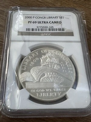 2000-P PR69DCAM Library Congress Dollar PCGS Blue Label Commemorative 90% Silver - Image 1 of 4