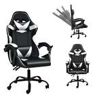 Gaming Chair Office Chair High Back Computer Chair Pu Leather Chair, White