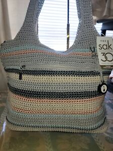 NWT The Sak Casual Classics Large Crocheted Tote Bag Coastal Stripe