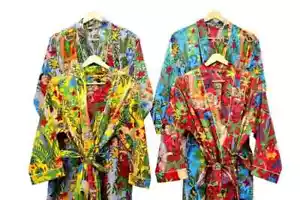 20 Piezas Bata de Algodón Larga Kimono Ropa de Dormir Estampado Floral Indio Traje de Noche Kimono - Imagen 1 de 7