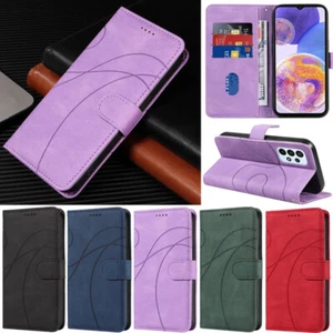 Retro Stripe Wallet Flip Case Cover For Samsung Galaxy S23 S22 S21 S20FE A71 A12 - Picture 1 of 67
