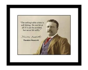 Theodore Roosevelt 8x10 Signed photo print Unforgiveable Crime quote autographed - Picture 1 of 2