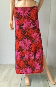 O'NEILL Maxirock lang Schlitz seitlich zum Binden Taille dehnbar Strand rosa rot Palmen Gr. L* - Bild 1 von 8