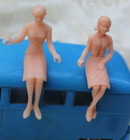 Two Vintage HTF Teenette Girl Dollhouse Dolls / Plastic People Seated