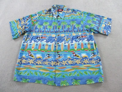 Camisa Reyn Spooner Disney Para Hombres XL Azul Mickey Mouse Estampado Hawaiano Surf Playa Foto 1 de 4
