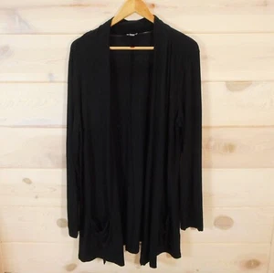 J Jill Women's XL Stretch-Rayon Knit Long-Sleeve Open Front Cardigan Solid Black - Picture 1 of 9