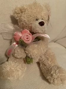 Gund “Feel Better” Teddy Bear Holding Roses and Sash NWT 9" Plush 15211 - Picture 1 of 12