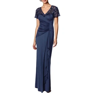 Xscape Womens Gray Sequined  Evening Dress 16 BHFO 2559 - Picture 1 of 2