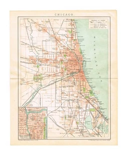CHICAGO 1896 ILLINOIS STATE USA ORIGINAL ANTIKE VINTAGE KARTE - Bild 1 von 9