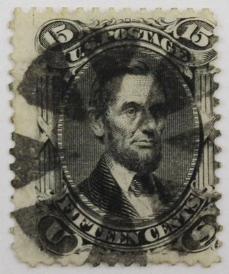 Sello de Estados Unidos, Scott #77, 1866 15¢ Abraham Lincoln, usado, SCV $190 Foto 1 de 2