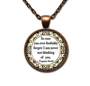 Virginia Woolf Zitat Buchliebhaber - handgefertigte runde Glas Anhänger Halskette - Bild 1 von 10