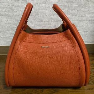 MAX MARA Marine Hand bag Shoulder Crossbody Bag Orange Brown Leather USED - Picture 1 of 20