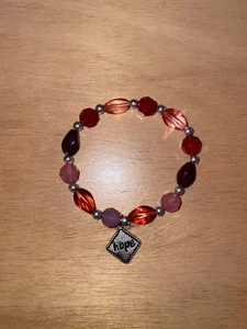 New Women’s Hope Beaded Elastic Bracelet Pink Burgundy Dark Orange one size - Picture 1 of 4