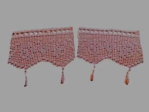 Häkelgardinen in rosa 2 x*wunderschöne Rosen** Handarbeit * gehäkelt je 38 x 26 - Bild 1 von 4