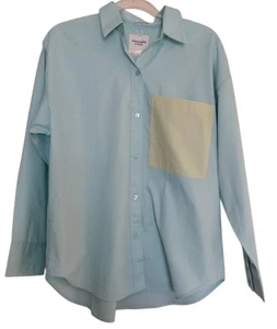 Abercrombie And Fitch Shirt Womens Small Blue Long Sleeve Oversized Button Up - Picture 1 of 8