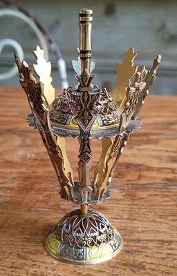 ANCIEN SERVITEUR PIQUES À ESCARGOTS MÉTAL DORÉ ET ARGENTÉ TOLÈDE VINTAGE  - Photo 1/4