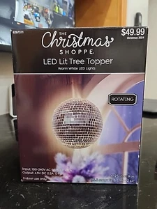 Silber Discokugel Baumspitze LED Licht reflektierend drehbar Weihnachten Party Neu! - Bild 1 von 5
