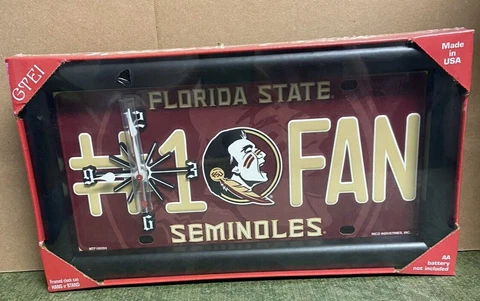 Florida  State Seminoles  NCAA  #1 Fan Quartz License Plate Clock Cover