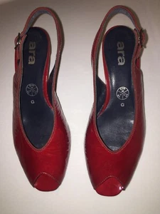 New Ara women's shoes; sling back sandal, red patent leather, size 7.5 medium. - Picture 1 of 4