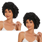 Jumbo Satin Silk Bonnet for Curly Hair - Black