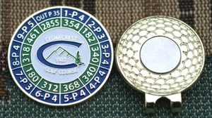 Campo de golf CEDARCREST 1927 11⁄4"" tarjeta de puntuación chapada en oro moneda y clip de sombrero - Imagen 1 de 2