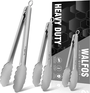Walfos All Metal Kitchen Tongs for Cooking, BBQ Grilling, 600℉ Heat Resistant... - Picture 1 of 12