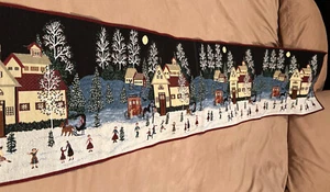 Snow Scenes Tapestry Table Runner Christmas 12.25 X 72” Outdoor Christmas - Picture 1 of 16