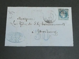 Lettre de 1870, timbre de 20 cts Empire Lauré, obl étoile, Nancy vers Strasbourg - Picture 1 of 10