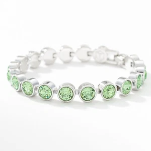 Pulsera Touchstone Crystal de Swarovski PERIDOT Hielo Chapada en Rodio 7 1/4" - Imagen 1 de 2