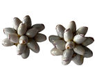 Vintage Seashell Earrings Purple Cluster Flower Screw Back Sea Shell Mermaidcore