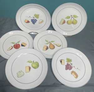 Original Case Crate Barrel Nancy Green Fruit Fromage Appetizer Plates Set of 6 - Picture 1 of 17