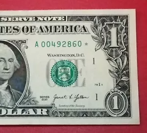 $1 Dollar Star Note 640K Run Size/Total Printed Serial # A00492860* Series 2021 - Picture 1 of 5