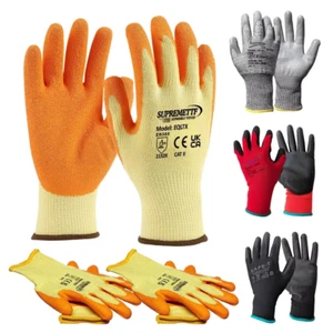 BUILDERS WORK GLOVES NYLON SAFETY PU GRIP ANTI CUT LEVEL 5 MECHANIC GARDEN 1-120 - Picture 1 of 18