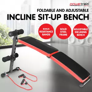 NEW DECLINE SIT UP HOME GYM WEIGHT BENCH PRESS FITNESS SITUP w/ RESISTANCE BANDS - Picture 1 of 8