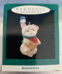 Ears to Pals - Vintage 1993 Bunny & Bluebird with Gift ~ Hallmark Mini Ornament - Picture 1 of 4