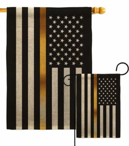 Bandera de jardín de arpillera línea dorada delgada de Estados Unidos primeros en responder EMT regalo patio casa banner - Imagen 1 de 19