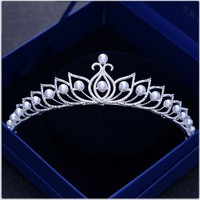 Antique Brass Flower Leaf Pearl Crystal Tiara Crown Wedding Prom Queen For Women | Australia