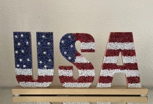 USA Glitzerständer kostenloses Schild patriotischer Glitzer und Perlen Schild. Patriotisch, USA - Bild 1 von 2