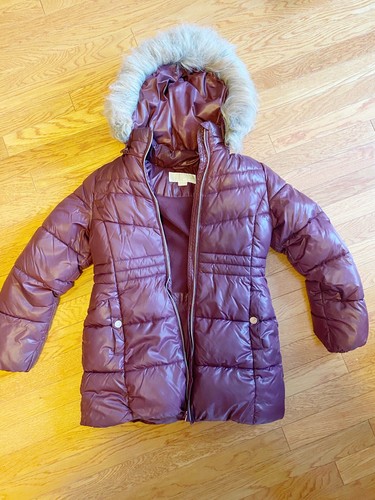 Giacca da stadio Michael Kors bordeaux grande pesante per ragazze 10 12