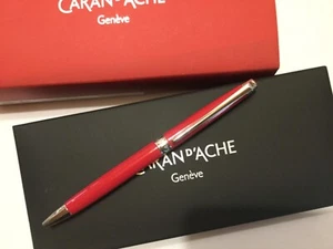 CARAN D‘ ACHE Leman slim Kugelschreiber, rot/rhodiniert - Bild 1 von 1