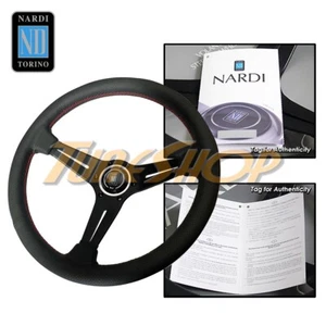 ITALY NARDI RALLY DEEP CORN 350MM STEERING WHEEL BLACK PERFORATED LEATHER RED/B - Picture 1 of 1