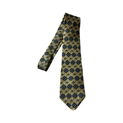 ANDHURST Men's Tie Gold & Blue Patterned Necktie Business Casual Formal - Image 1 of 4
