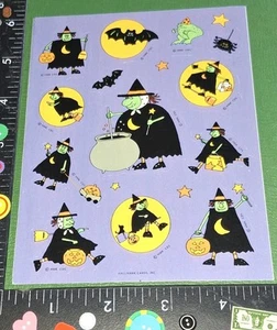 vintage Stickers  Halloween Purple Witches Hallmark,1 Sheet - Picture 1 of 7