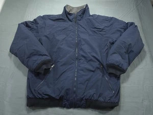 LL Bean Jacket Mens Doube Extra Large Tall Blue Fleece Lined Coat Warm Up - Picture 1 of 7
