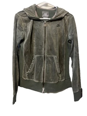 De colección Nike Sportswear Cremallera Sudadera con Capucha Chaqueta de Pista Verde Terciopelo Para Mujer’s Grande Foto 1 de 4